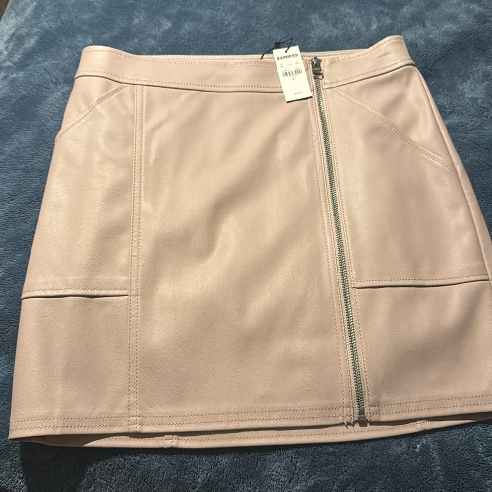Express faux leather pink mini skirt